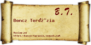 Bencz Terézia névjegykártya